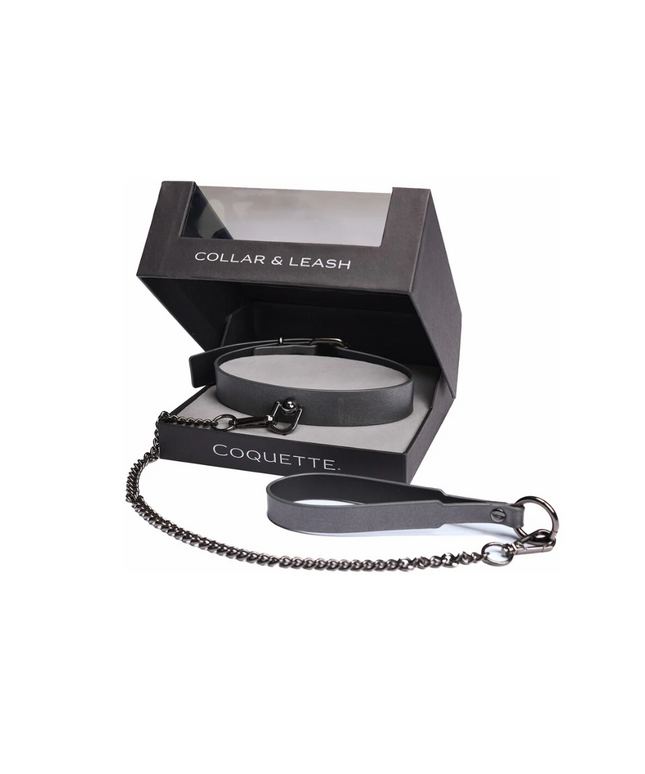 Coquette Pleasure Collar & Leash Grey