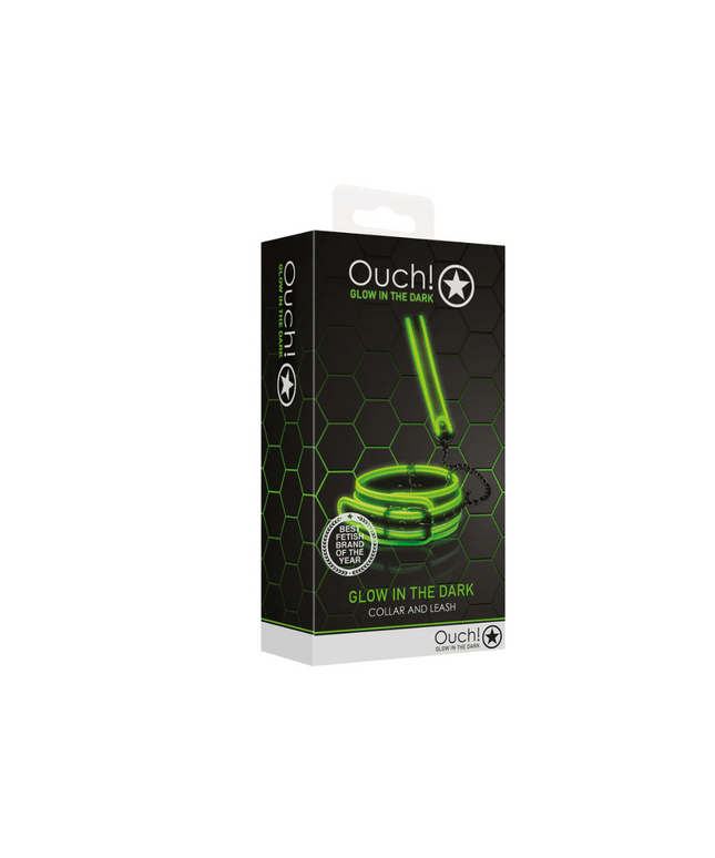 Ouch! Glow in the Dark Collar and Leash Set Neon Green