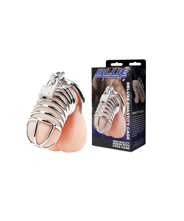 Blue Line Deluxe Chastity Cage Silver