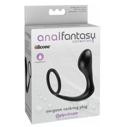 Anal Fantasy Collection Silicone Ass-Gasm Cockring Plug Black