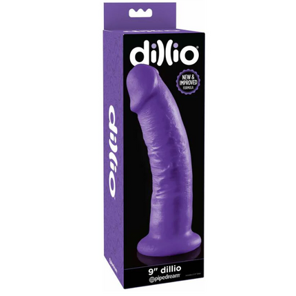 Dillio 9 in. Realistic Dildo With Suction Cup Purple