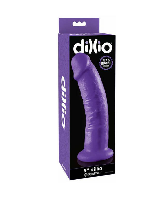Dillio 9 in. Realistic Dildo With Suction Cup Purple