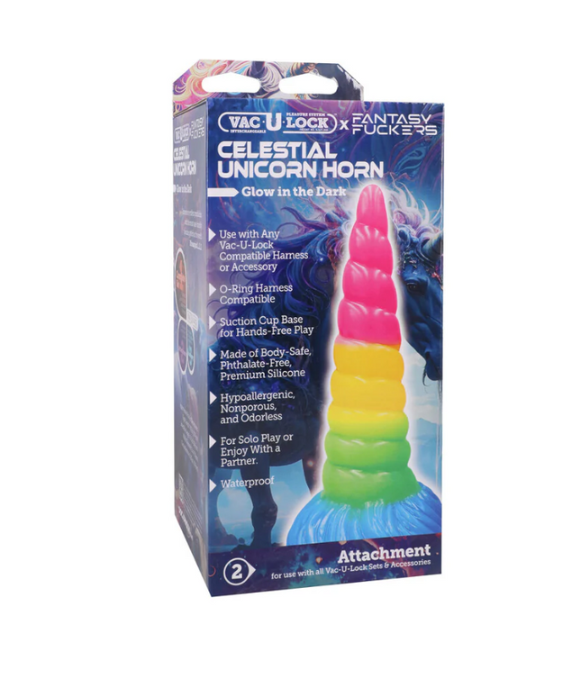 Vac-U-Lock x Fantasy Fuckers Glow-in-the-Dark Celestial Unicorn Horn Multi-Color