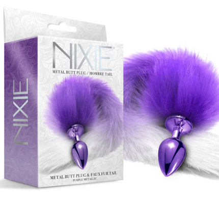 Nixie Metal Butt Plug With Ombre Tail Purple Metallic