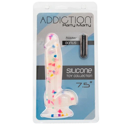 Addiction Silicone Toy Collection Party Marty 7.5 in. Dildo Frost Confetti