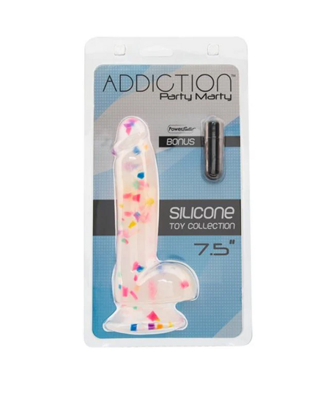 Addiction Silicone Toy Collection Party Marty 7.5 in. Dildo Frost Confetti