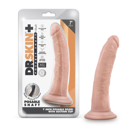 Dr. Skin Plus Realistic 7 in. Triple Density Posable Dildo Beige