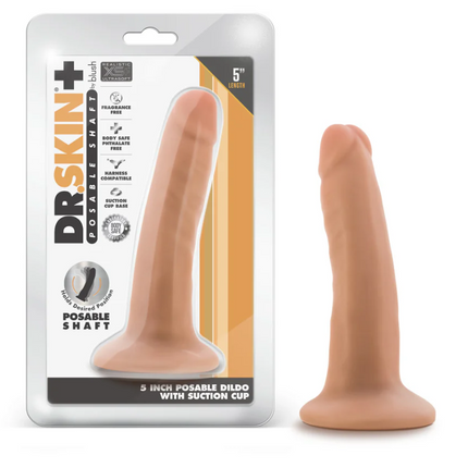 Dr. Skin Plus Realistic 5 in Triple Density Posable Dildo Beige