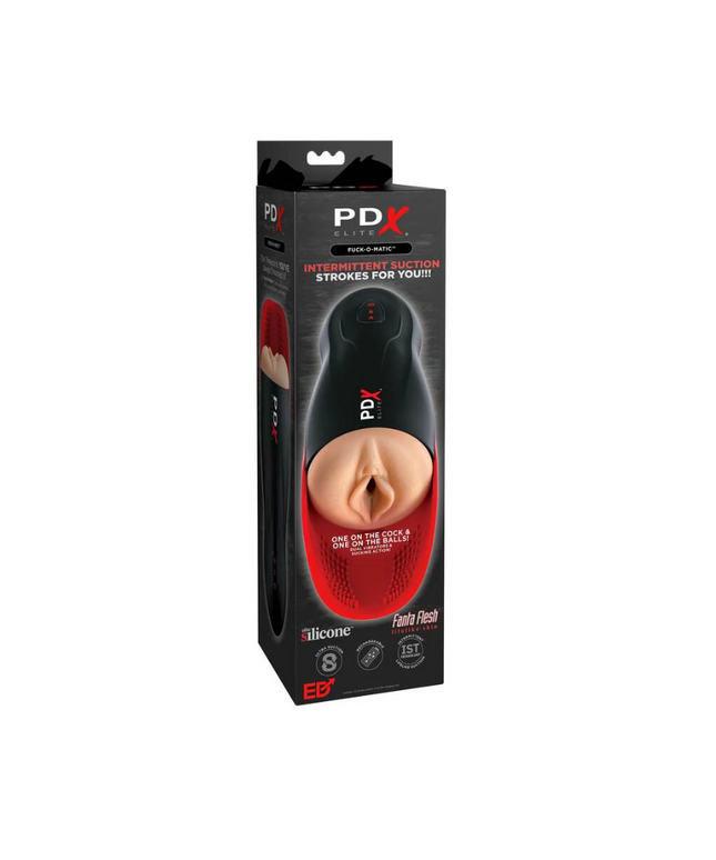 PDX Elite Fuck-O-Matic Rechargeable Vibrating Suction Stroker With Ball Cradle