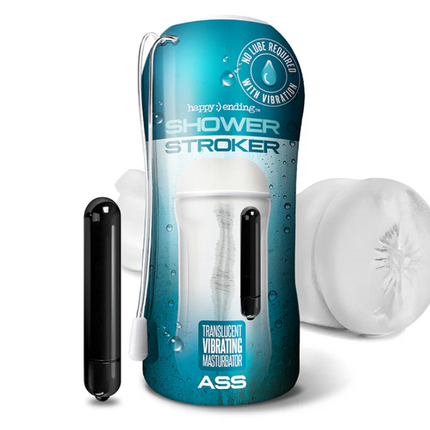 Happy Ending Vibrating, Self-Lubricating Shower Stroker - Ass