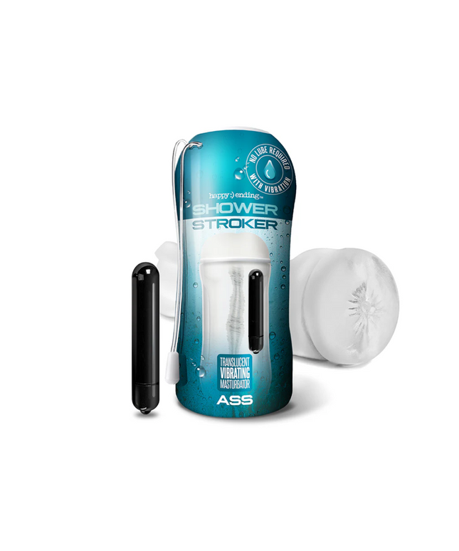Happy Ending Vibrating, Self-Lubricating Shower Stroker - Ass