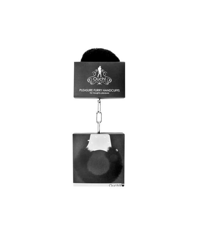 Ouch! Pleasure Furry Handcuffs With Quick-Release Black