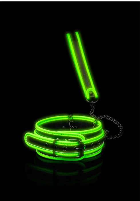 Ouch! Glow in the Dark Collar and Leash Set Neon Green