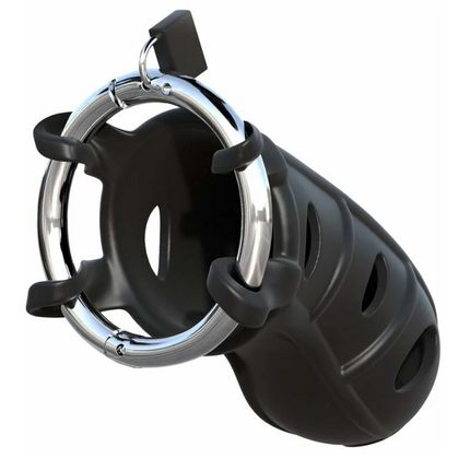 Fantasy C-Ringz Hardcore Silicone Cock Blocker Locking Chastity Cage Black