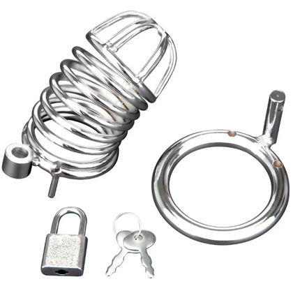 Blue Line Deluxe Chastity Cage Silver