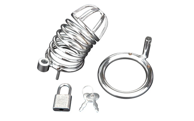 Blue Line Deluxe Chastity Cage Silver