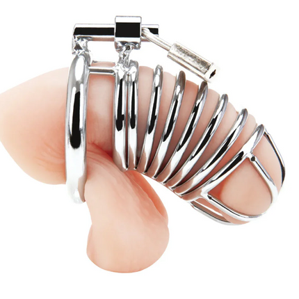 Blue Line Deluxe Chastity Cage Silver