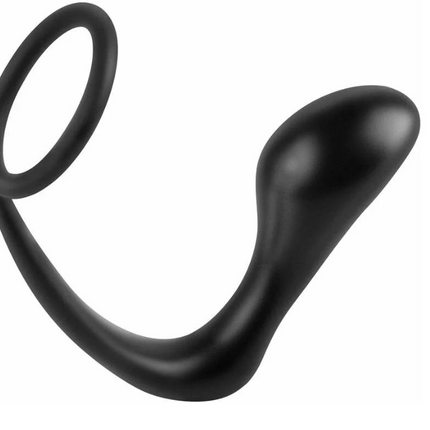 Anal Fantasy Collection Silicone Ass-Gasm Cockring Plug Black