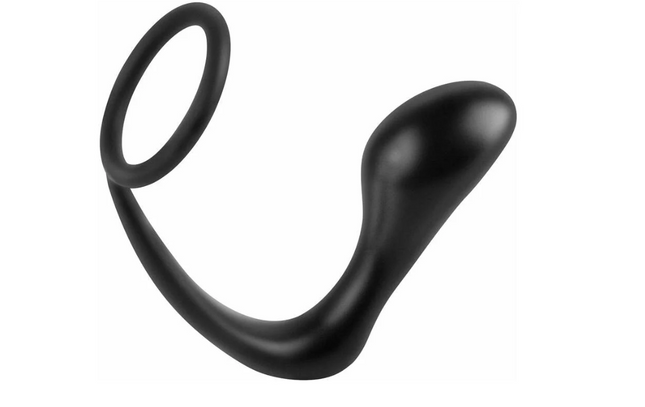 Anal Fantasy Collection Silicone Ass-Gasm Cockring Plug Black
