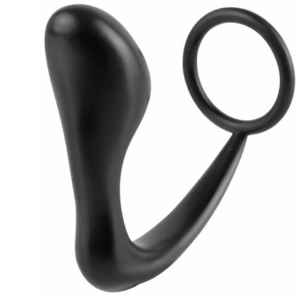 Anal Fantasy Collection Silicone Ass-Gasm Cockring Plug Black