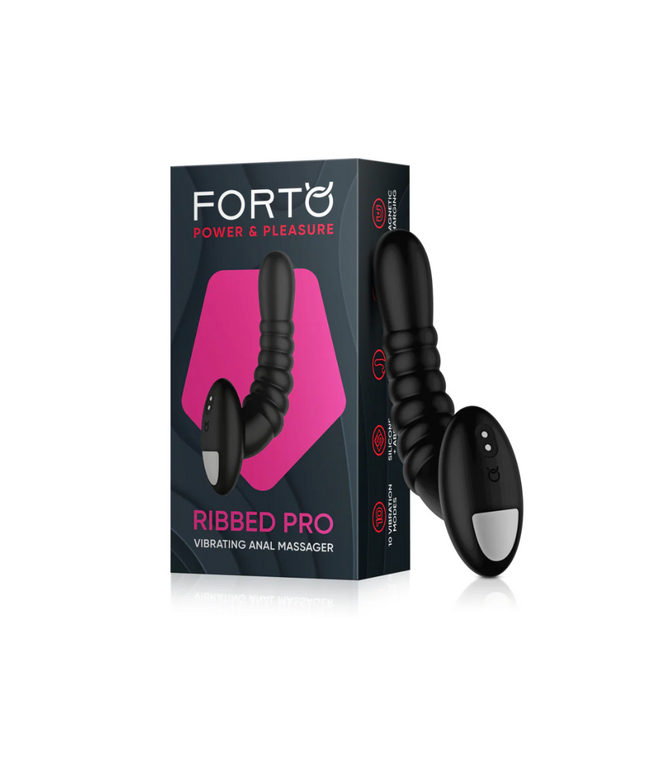 Forto Ribbed Pro Rechargeable Silicone Vibrating Anal Massager Black