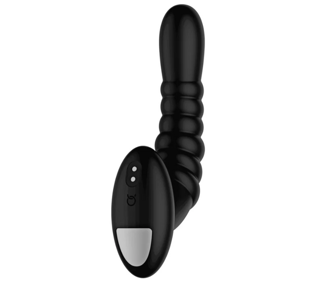 Forto Ribbed Pro Rechargeable Silicone Vibrating Anal Massager Black