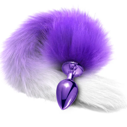 Nixie Metal Butt Plug With Ombre Tail Purple Metallic