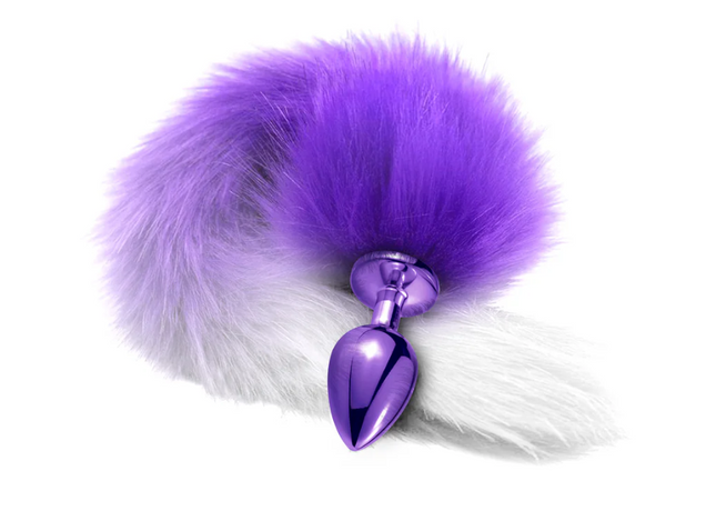 Nixie Metal Butt Plug With Ombre Tail Purple Metallic