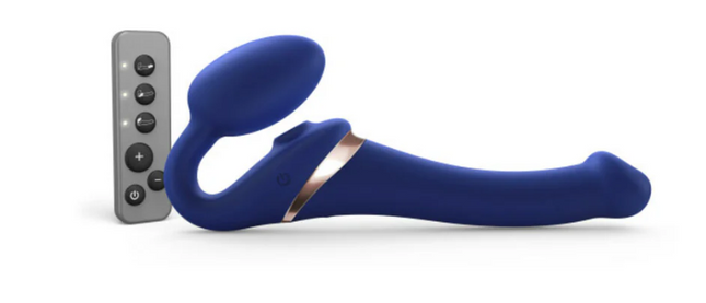 Strap-On-Me Rechargeable Remote-Controlled Multi Orgasm Bendable Strapless Strap-On Night Blue Small