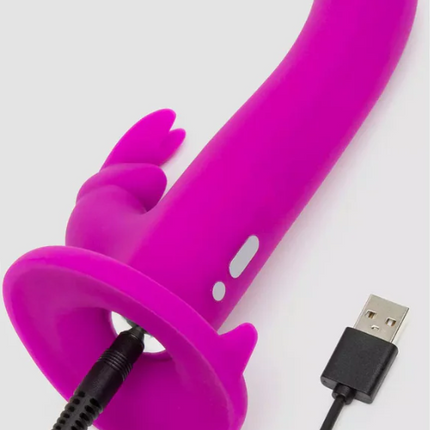 Happy Rabbit Rechargeable Silicone Vibrating Strap-On Harness Set Purple