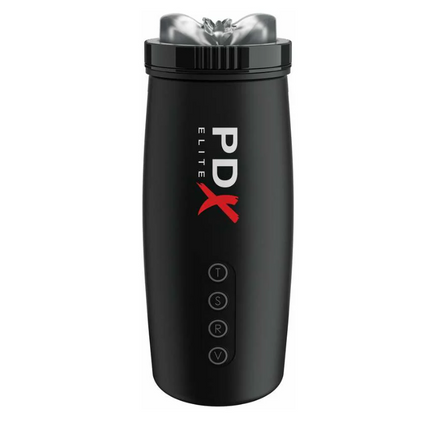 PDX Elite Motobator 2 Rechargeable Thrusting Vibrating Masturbator Clear/Black