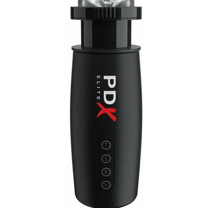PDX Elite Motobator 2 Rechargeable Thrusting Vibrating Masturbator Clear/Black
