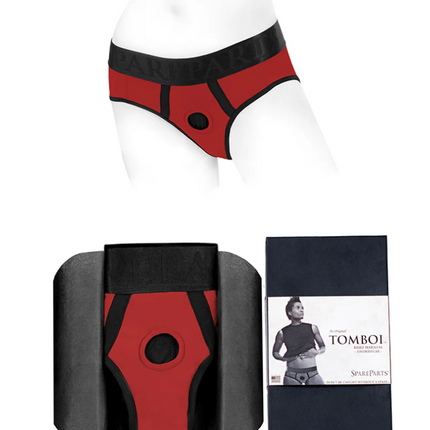 SpareParts Tomboi Nylon Briefs Harness Red/Black