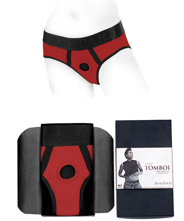 SpareParts Tomboi Nylon Briefs Harness Red/Black