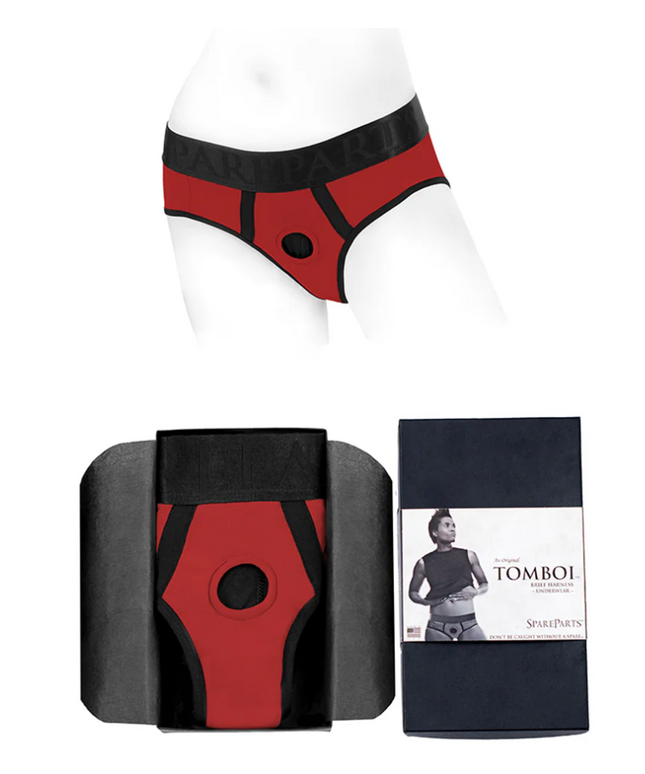 SpareParts Tomboi Nylon Briefs Harness Red/Black