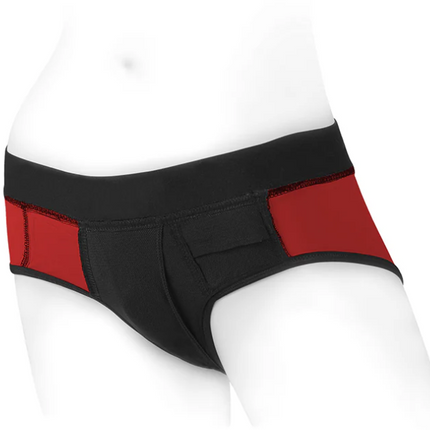 SpareParts Tomboi Nylon Briefs Harness Red/Black