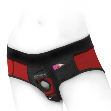 SpareParts Tomboi Nylon Briefs Harness Red/Black